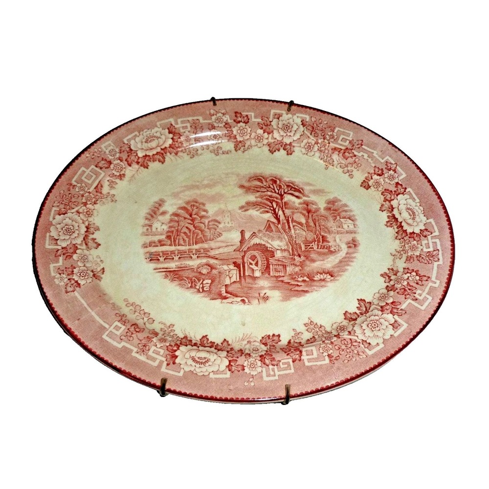 Antique Barratt's Staffordshire England "OLD ENGLISH" Stoneware Platter 12x10"